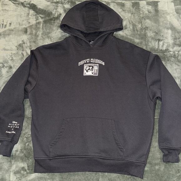 Disney Mickey Mouse x Keith Haring Hoodie Disneyland Unisex Black Size XXS - Picture 9 of 9
